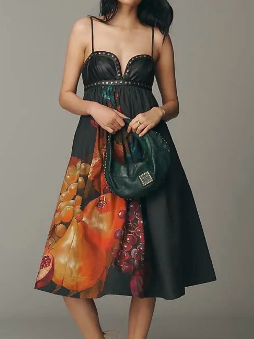 Maeve Twofer Faux Leather Babydoll Dress